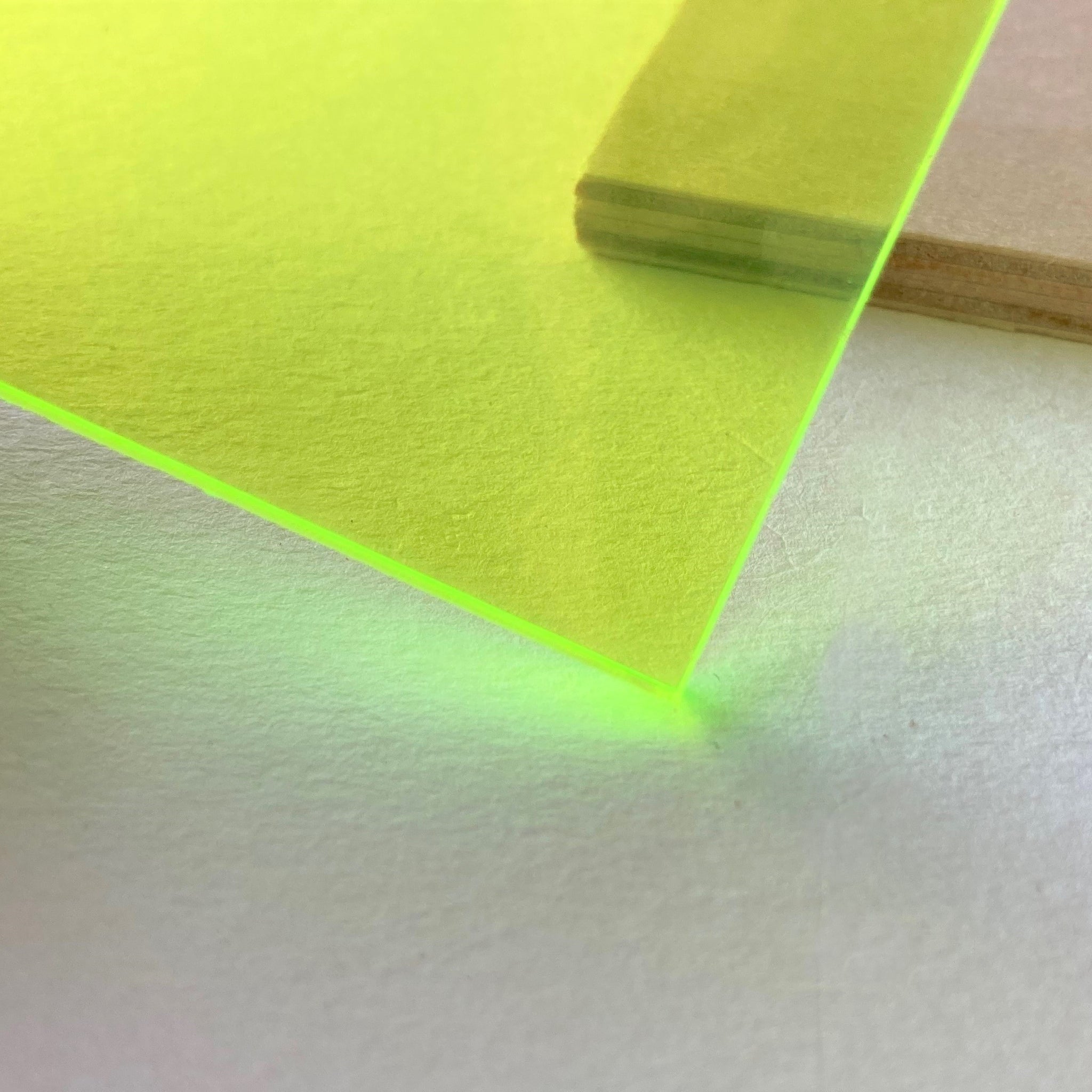 Green Fluorescent Acrylic Plexiglass Sheet - 1/4" Thick X 12" X 12" #9093
