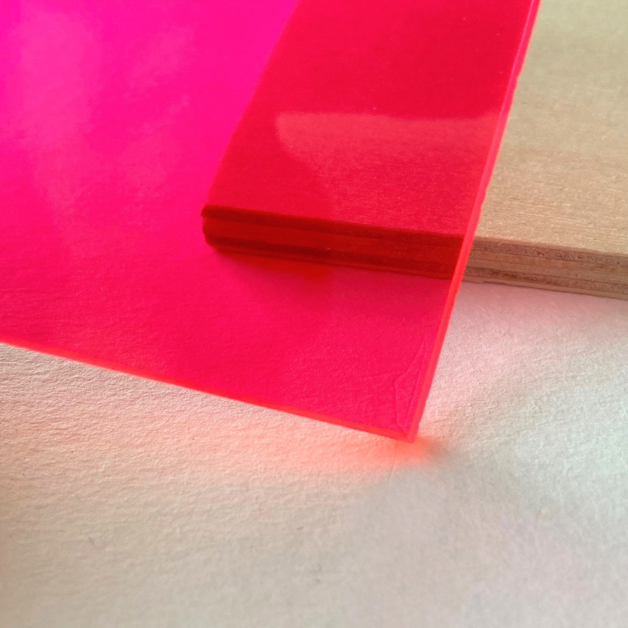 1/8 (3mm) Pink Fluorescent Acrylic 24x12 Cast Plexiglass Sheet
