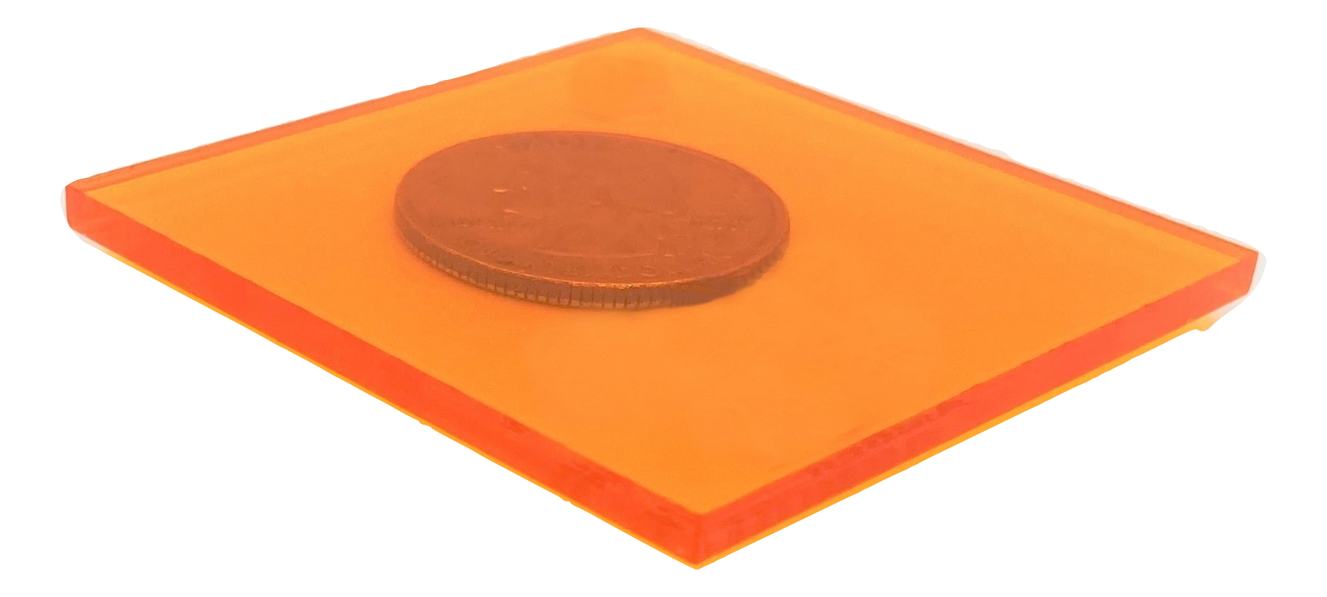 Plaque plexiglass transparent orange brillant sur mesure coulé 15mm